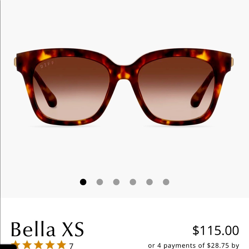 Diff eyewear Bella XS-Amber Tortoise + Brown Gradient. BNWOT